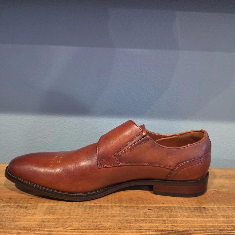Florsheim Mens Monk Strap Dress Shoes Cognac Brown Leather 14293-221 Size 10